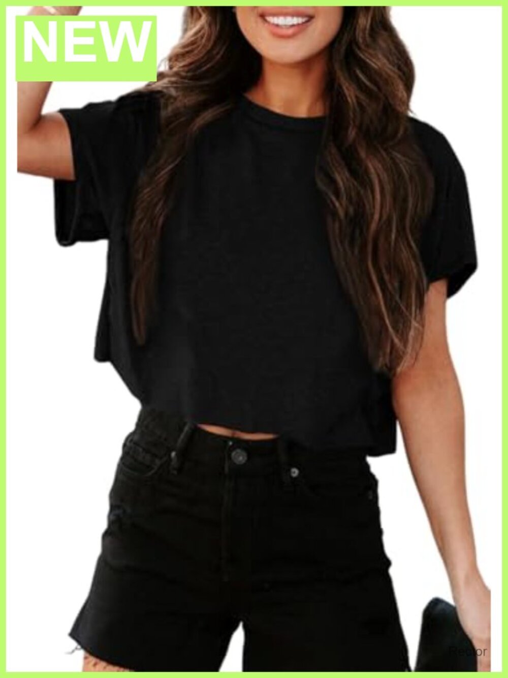 Womens Cropped T Shirt Basic Short Sleeve Crop Top Loose Fit Summer